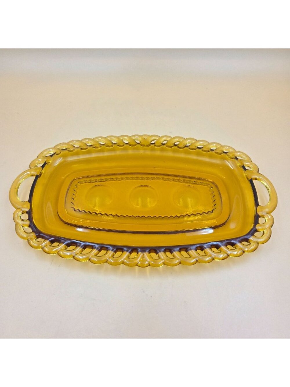 Colony Color Crown Dark Amber Glass Cream Sugar Tray Only Vintage